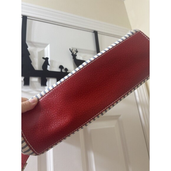 Kate Spade Canvas Leather HANDLE Tote Bag NAUTICAL BLUE AND WHITE BELT DETAILS - Picture 5 of 9